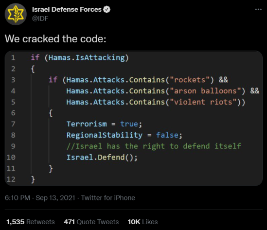 Code Review לציוץ של צה"ל